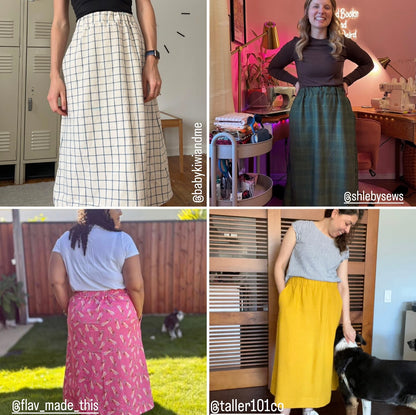 MARLO Women High Waisted Everyday Skirt PDF Sewing Pattern