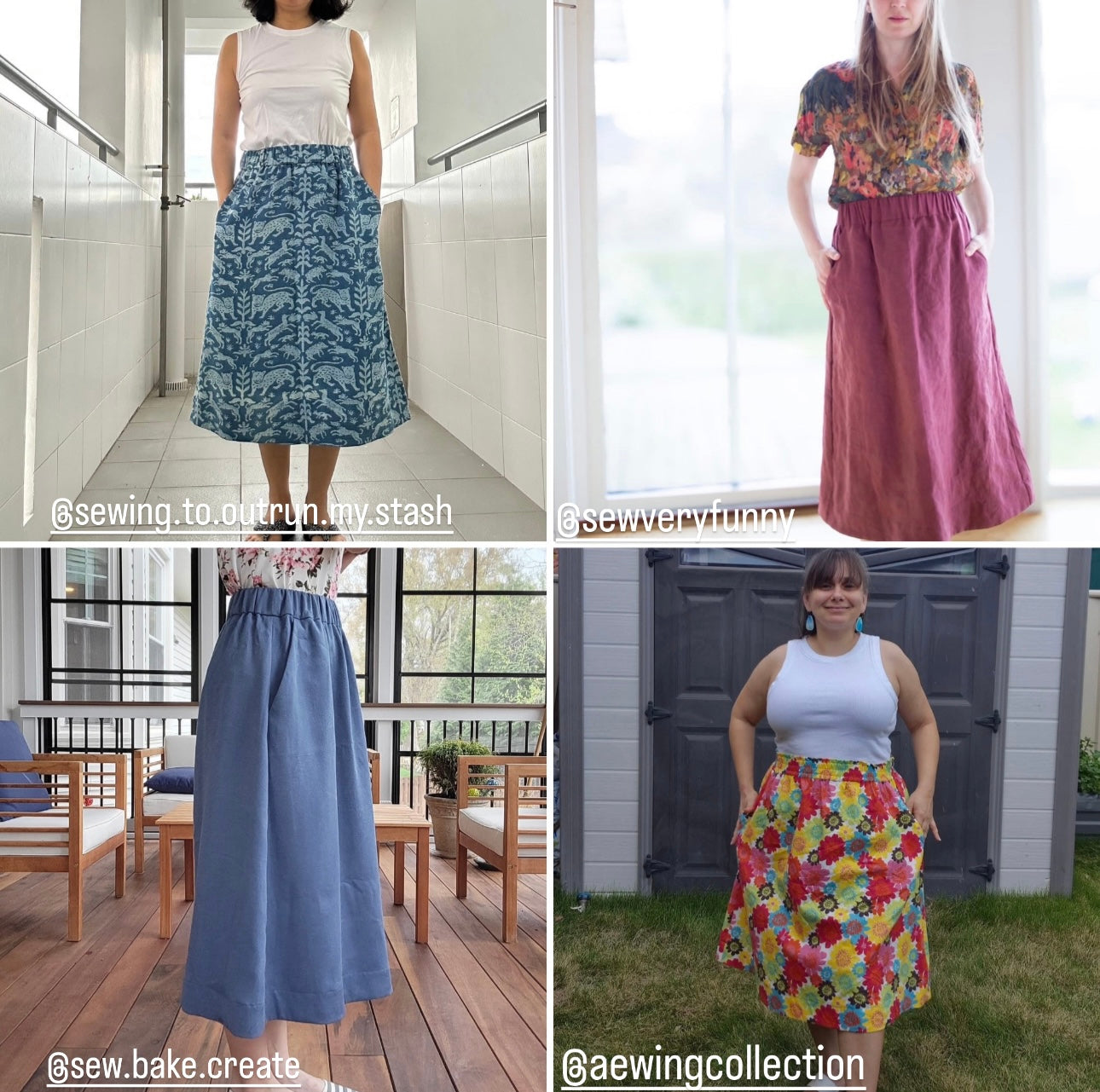 MARLO Women High Waisted Everyday Skirt PDF Sewing Pattern