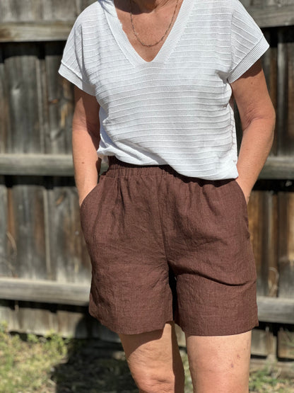 MARLO Women High waisted everyday shorts PDF Sewing Pattern
