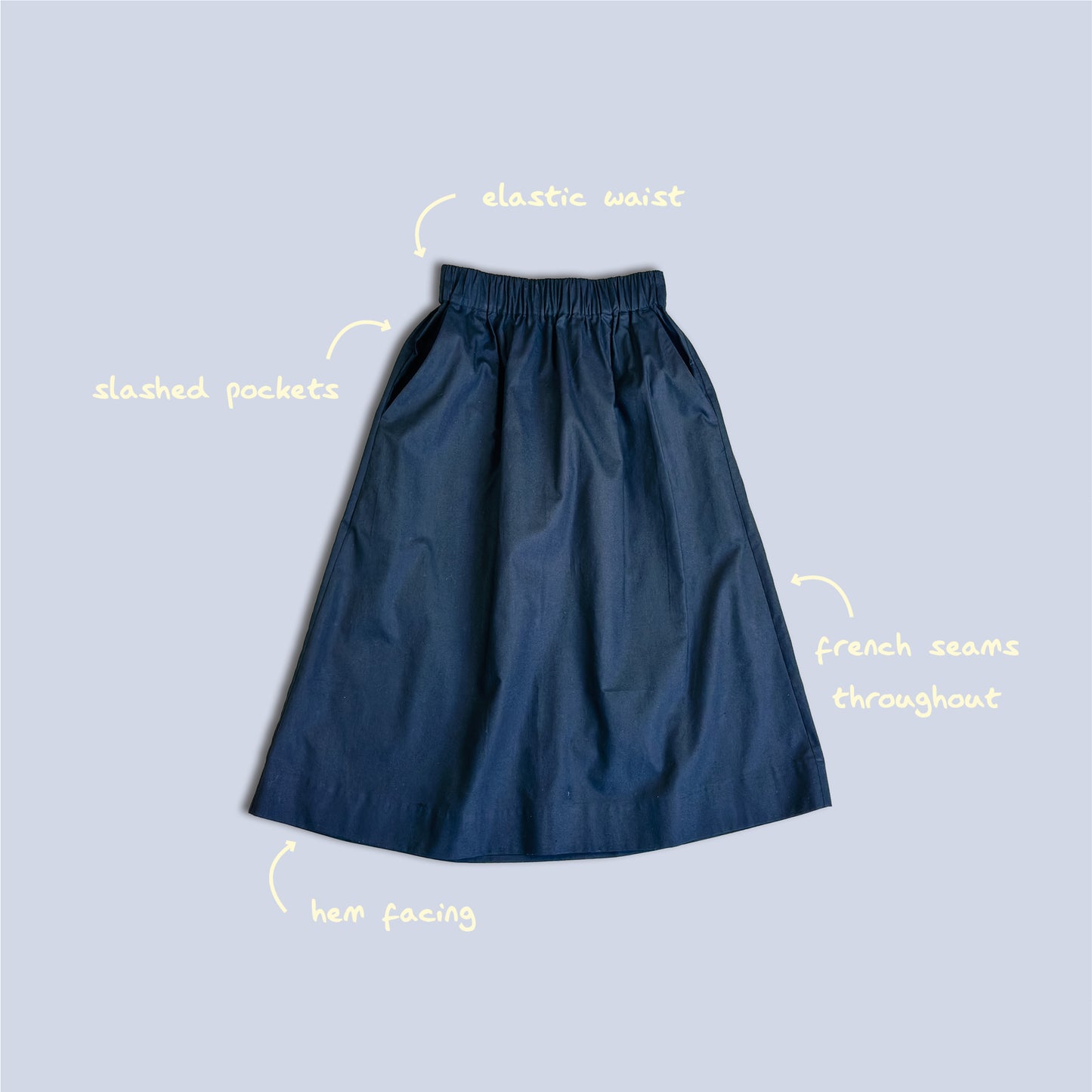 MARLO Women High Waisted Everyday Skirt PDF Sewing Pattern