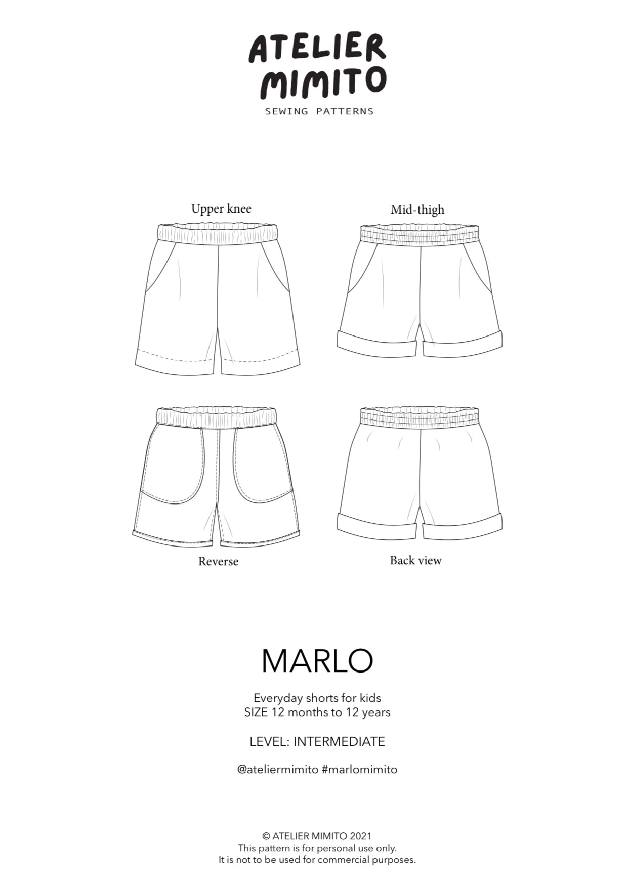 MARLO Unisex Shorts PDF Sewing Pattern