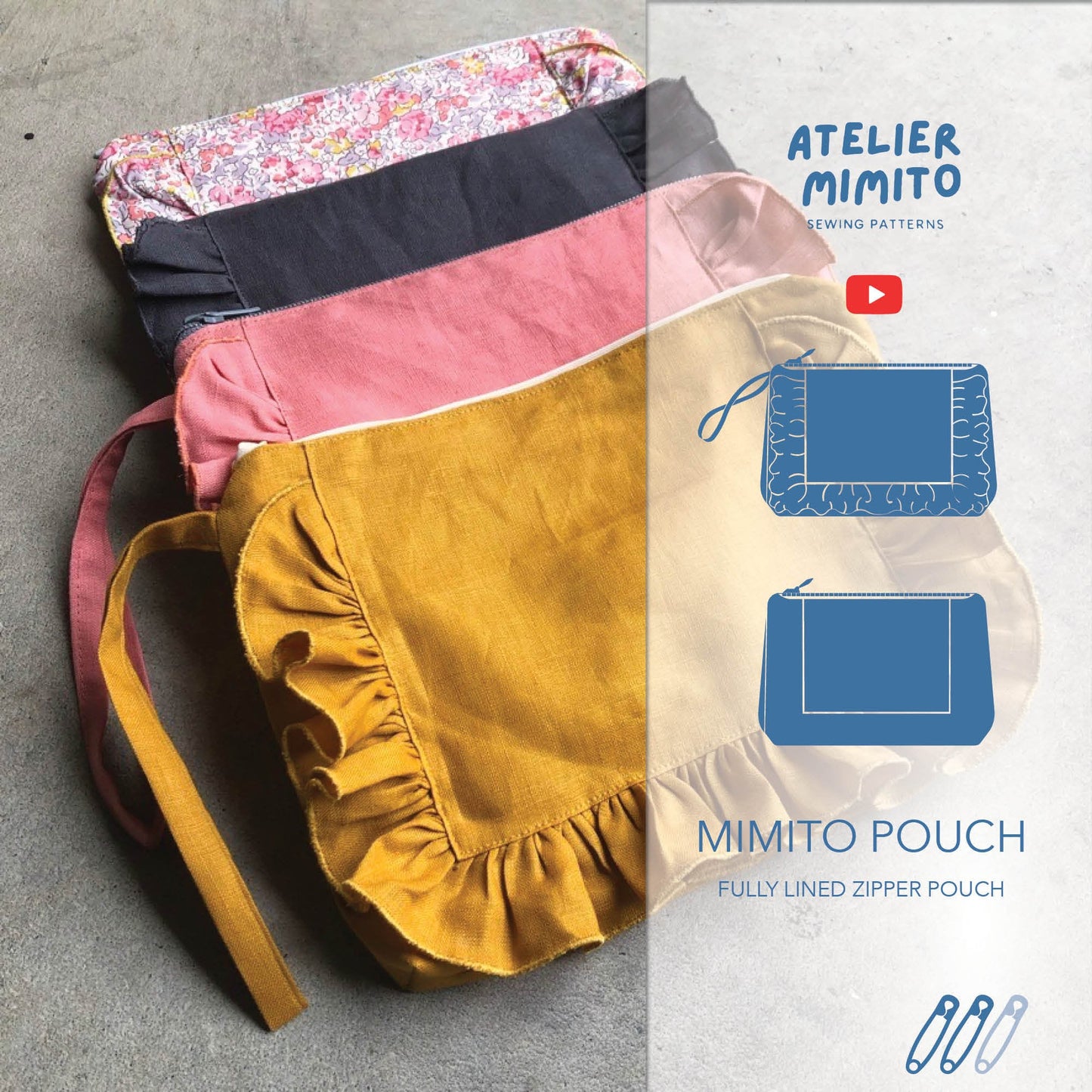 MIMITO POUCH Purse With Optional Ruffle PDF Sewing Pattern
