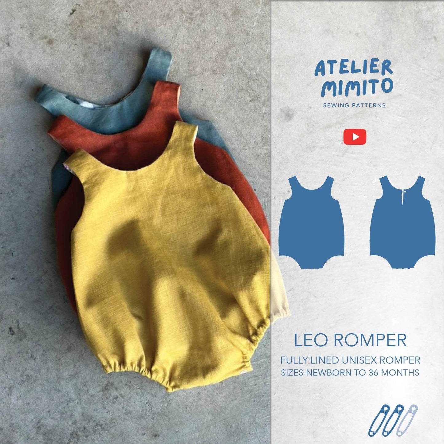 LEO Reversible Romper PDF Sewing Pattern