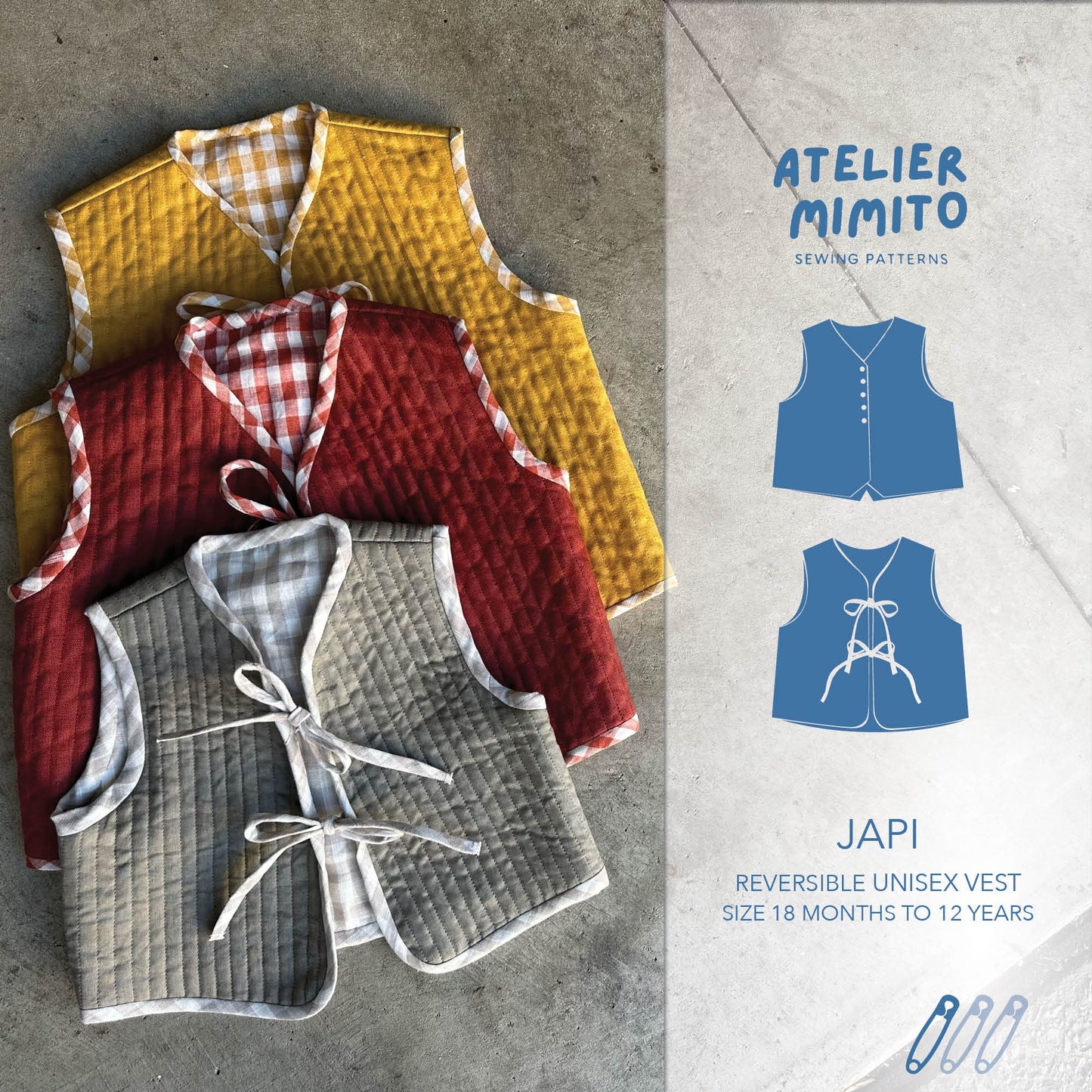 JAPI Reversible vest PDF Sewing Pattern